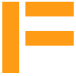 Der orangefarbene Buchstabe f auf weißem Hintergrund.